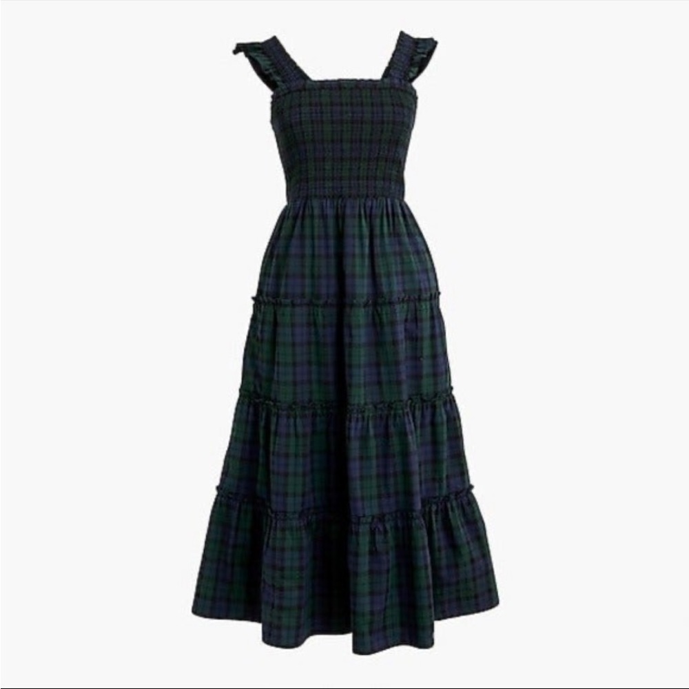 J Crew Factory Black Watch Tartan Plaid Max Dress XS NWT